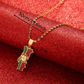 Portugal Map Flag Ethnic Stainless Steel Unisex Pendant Necklace Link Chain Gold Plated Enamel National Flag Jewelry Anniversary