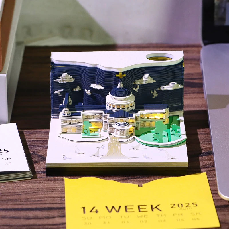 3D Memo Pad Custom Note Pad St.Paul's Cathedral Desk Calendar Church Building Notepad Paper Art Bookmarks Stationery Gift Items