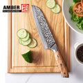 Eco-friendly Wood Handle Vg10 Damascus Steel Kitchen Knife Ultra Sharp Hammered Forged Santoku Chef Knife