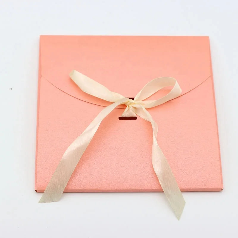 Hot Selling Underwear Packaging Box Scarf Wrapping Envelope Pearl Paper Envelopes with Bow-knot Ribbon