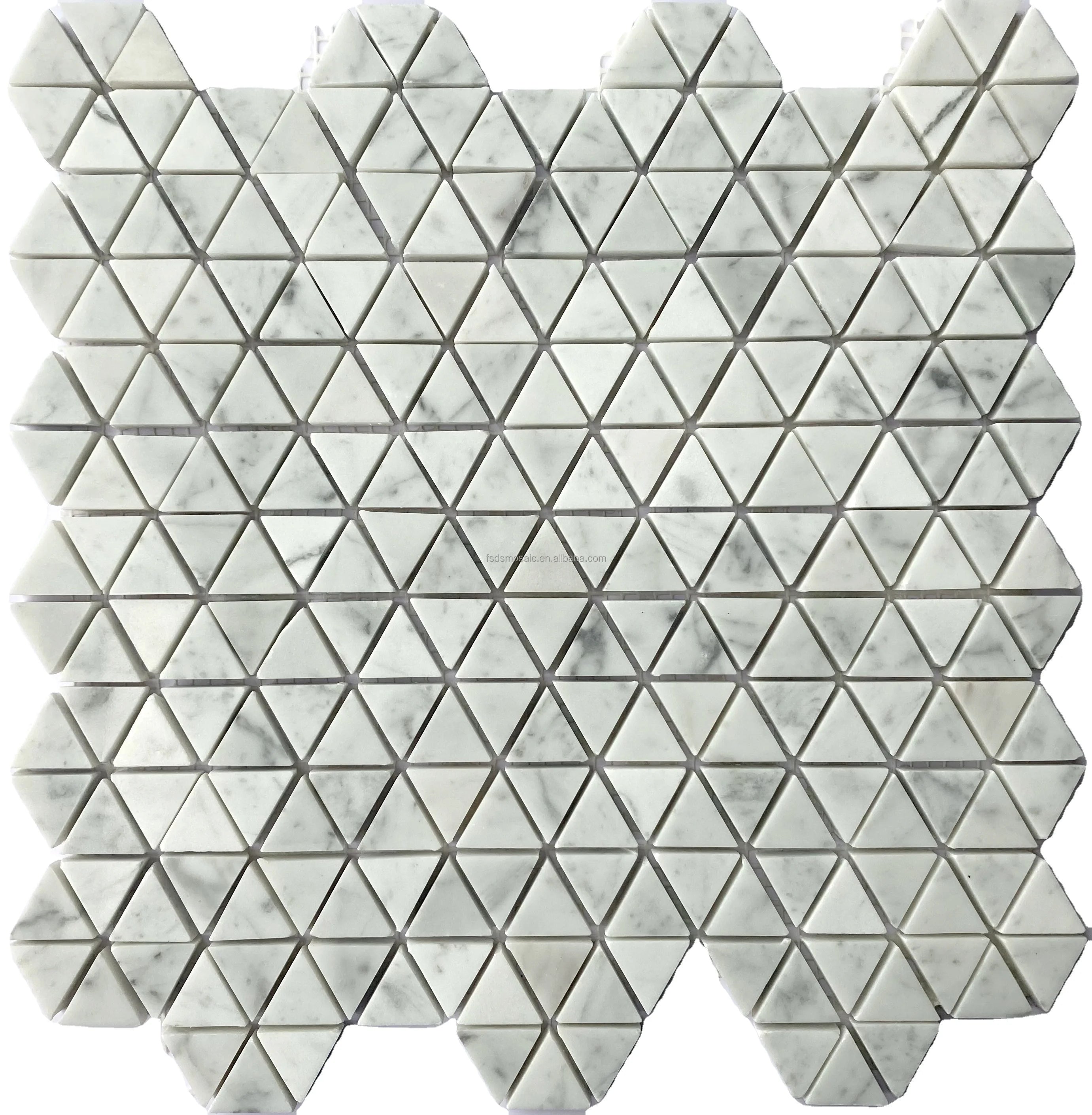 High Quality White Polished Stone Marble Look Triangle Kitchen Bathroom Wall Mosaic Marble