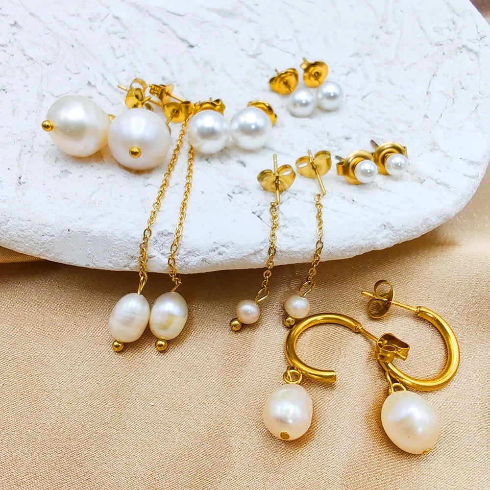 EManco 4MM/6MM/8MM Minimalist Pearl Studs Earrings for Women Elegant Fine Mother of Pearl Earrings Trendy Jewelry Wholesale