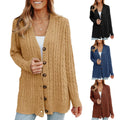 Winter Women Medium Length Knitted Cardigan Sweater Long Sleeve Knit Sweater