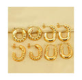 18K Gold Titanium Steel Earrings Fashion Spiral Geometric Chunky Earrings Jewelry C Shaped Hoop Earrings for Women
