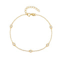 Simple 925 Sterling Silver Multiple Diamond Zircon Classic Spacer Drill Gold Plated Bracelets for Women