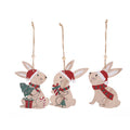 Promotional Party Supplies Christmas Wood Rabbit Hanging Tree Pendant Ornaments for Xmas Decorations