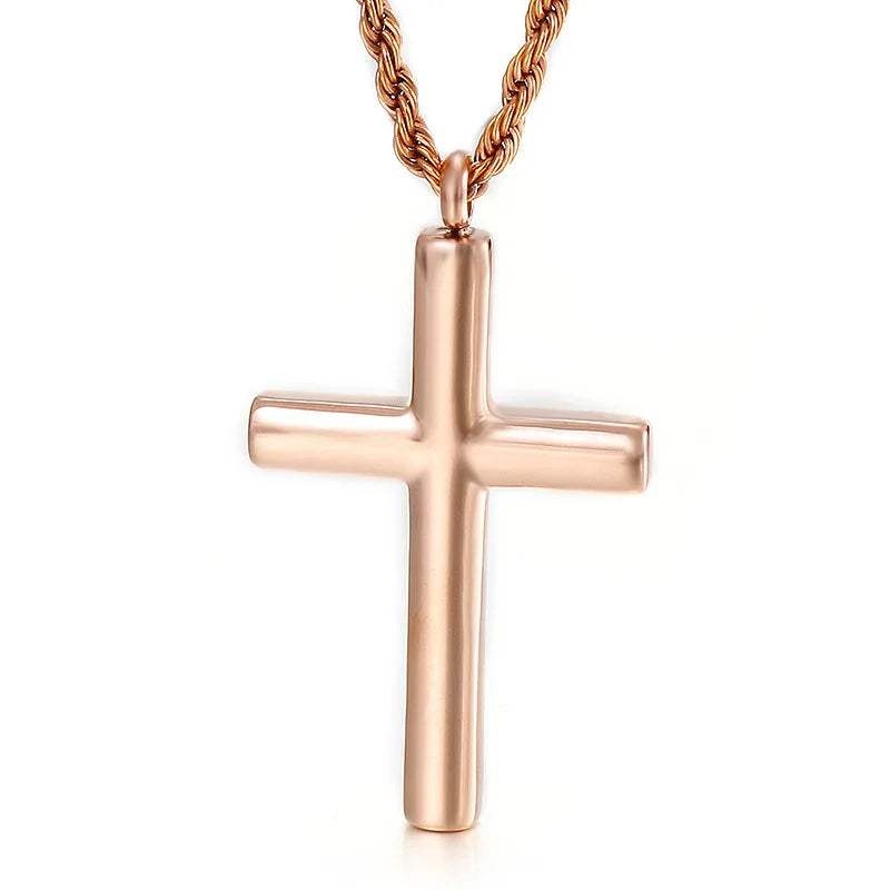 SCP179 Cool Fashion Simple Minimalism Luxury Gold Jewelry Silver Stainless Steel Necklace Mens Cross Pendant for Husband