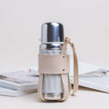 Retro Japanese Style PU Leather Cup Sleeve Portable Water Bottle Holder 500ML Cup Holder for Thermos