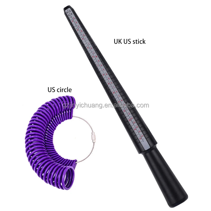 Jewelry Finger Measuring Tool Kit UK US Size Plastic Ring Gauge Finger Measurement Ring Sizer Stick/Circle