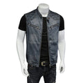 Wholesale Men's Plus Size Knitted Denim Vest Zipper Streetwear Personality Stand Collar Breathable Eco-Friendly Chinese Style