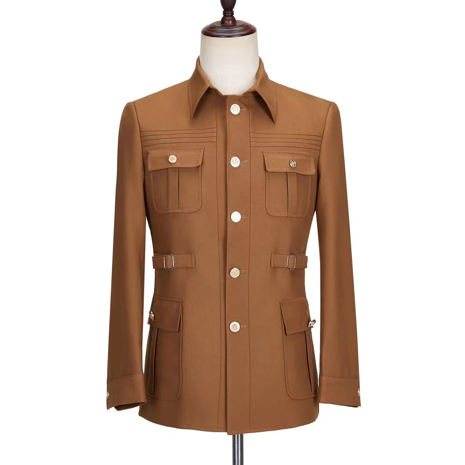 Men's Slim-Fitting Two-Piece Work Style Suit Breathable European and American Cardigan Casual Woven Style