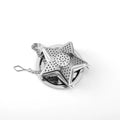 304 Stainless Steel Tea Strainer Star Locking Tea Infuser With Chain and Drip Tray