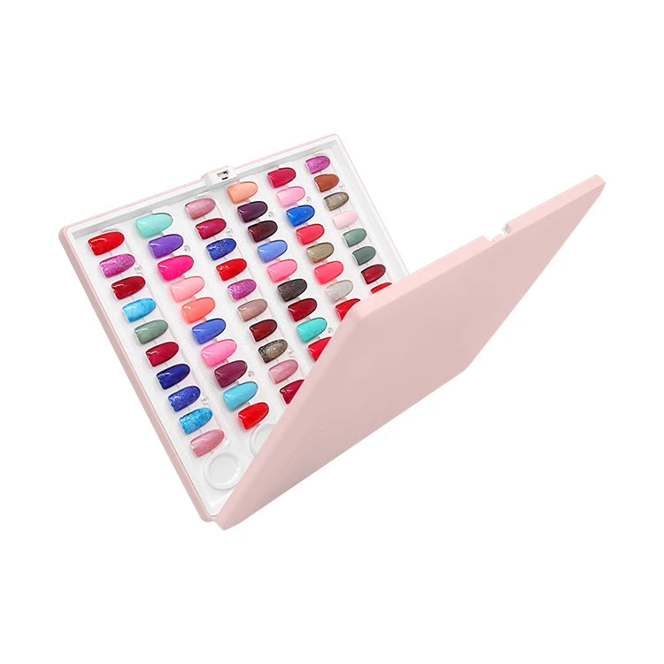 ABS White/Pink Nail Color Chart Display with Nail Swatch Display in a Color Book for Professional Salon Use and Nail Polish