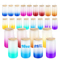 RTS USA Warehouse Stock 25pcs/ctn Free Shipping 8 Colors Mixed 16oz Sublimation Ombre Gradient Glass with Bamboo Lid