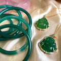 Wholesale Chinese Jade Bangle for Women Natural Stone Real Green Jade Bracelet Bangles Buddha Necklace Jewelry Set