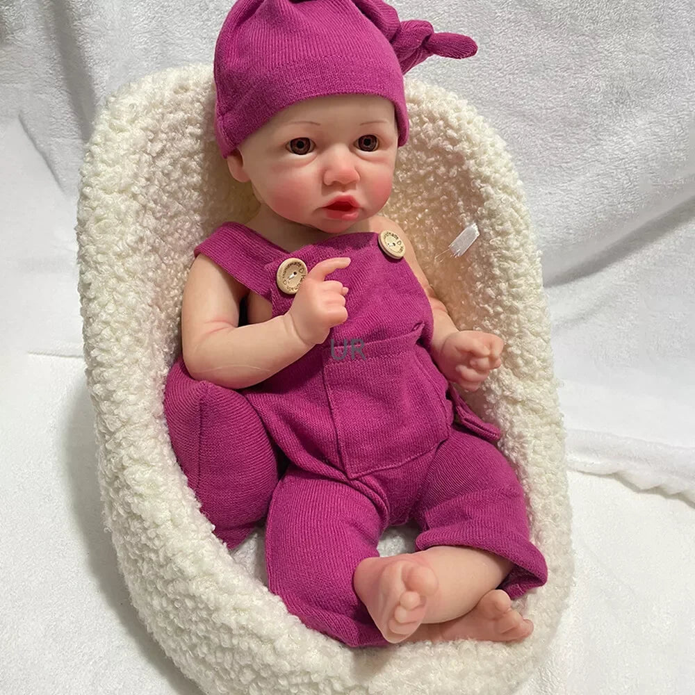 Full Silicone Body 18" Lifelike Reborn Baby Soft Brown Skin Newborn Girl Doll Handmade Kids Gift African Baby Girl Sculpture Toy