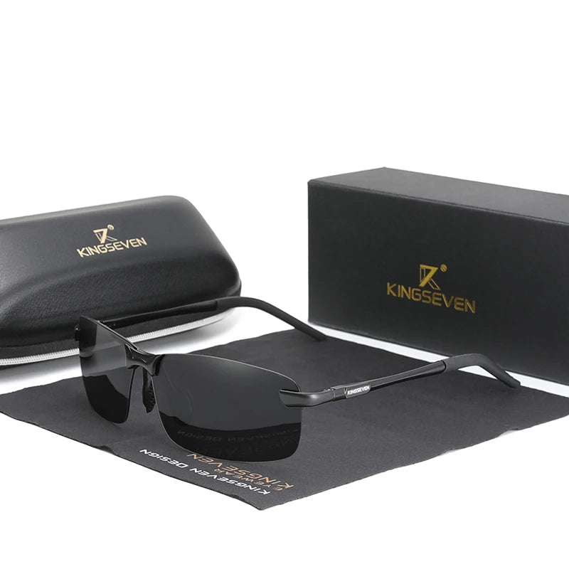 For for N7239 Men's Fashion Aluminum Rectangle Sunglasses Polarized Rimless Driving Glasses UV400 CN ZHE