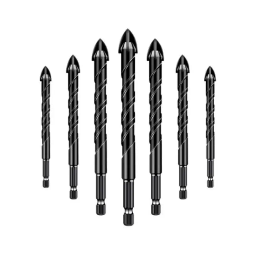 YG6X Carbide Twist Cross Drill Bit for Glass Wood Drilling Multi-Purpose Full-Ground Four-Blade Quick Change Chuck 6mm Shank