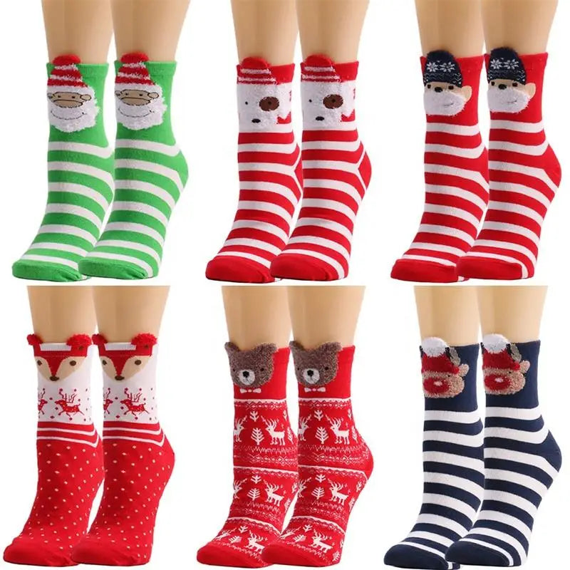 Wholesale Bulk Cute Animal Xmas Holiday Socks Women Cartoon Merry Christmas Crew Socks