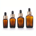 Free Sample 10ml Amber Thick Bottom Glass Facial Serum Bottle square Glass Essential Oil Bottle With Dropper