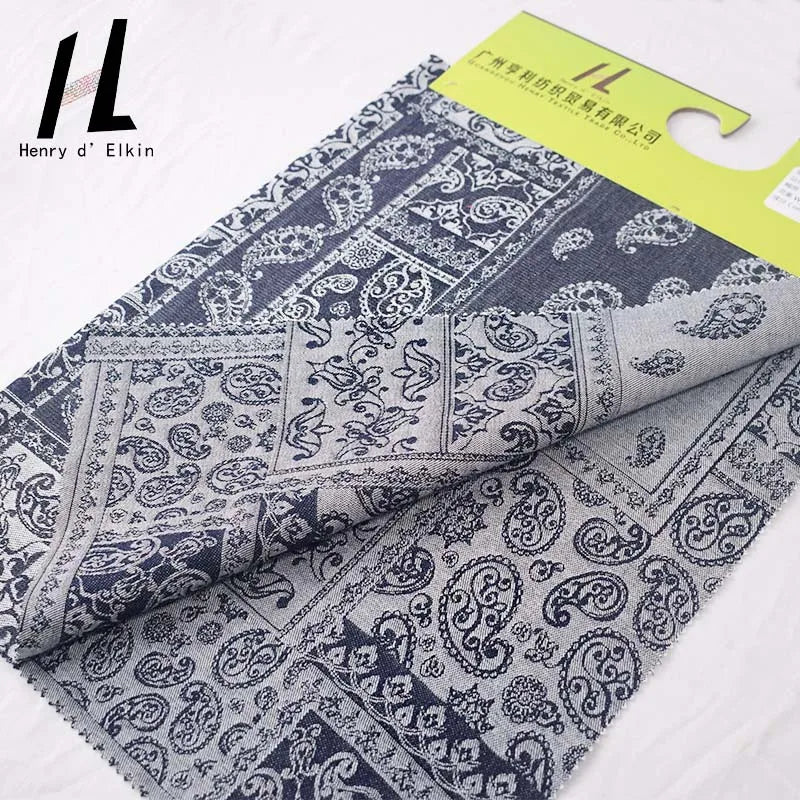 New Design Custom Jacquard Printed Denim Fabric Dobby Flat Finish Denim Fabric for Shoes Luggages Bag