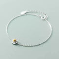 925 Sterling Silver Bracelet White Daisy Flower Shape Hand Charm Bracelets Jewelry for Women Girls