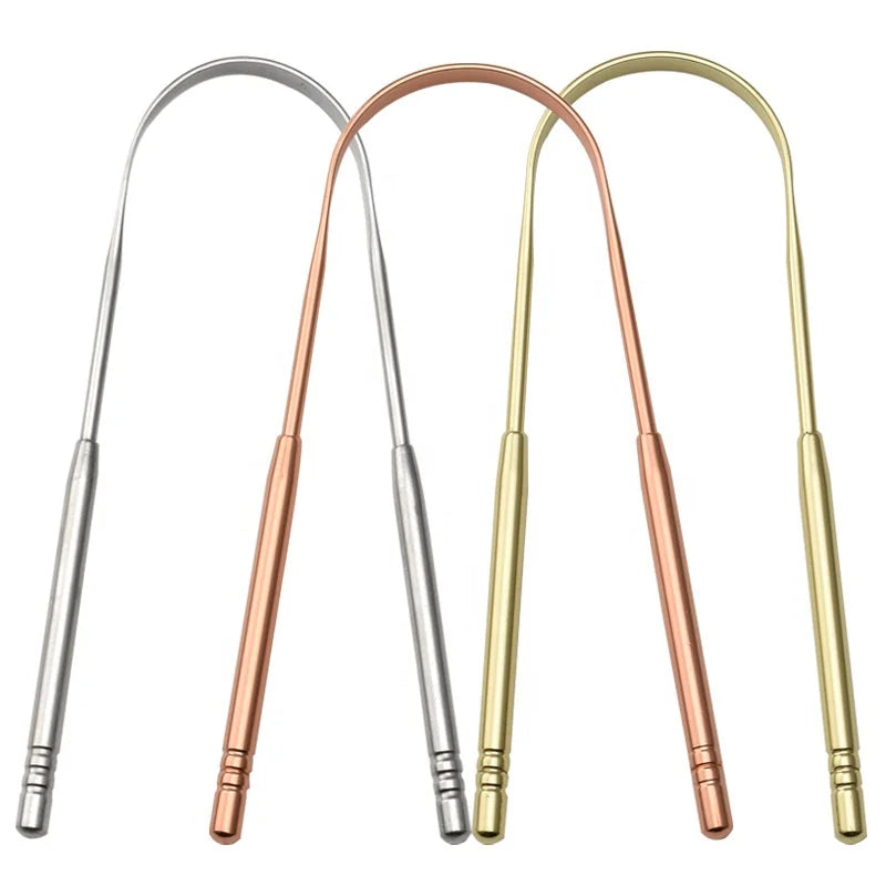 Zero Waste Premium Hygienic Non-Synthetic Grip Stainless Tongue Scraper for Cleaner Scraper