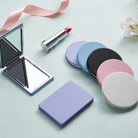 Portable Travel Custom Logo Make up Mirror Round/Square Folding Pink/Blue/Black/White Mirrors Women Pocket Cosmetic Mini Mirror