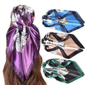 Wholesale Custom Women 35'' Satin Bandana Head Scarf Silk Feeling Large Square Neck Scarves Hair Wrap Bandanas for Women