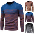 New Autumn Men's Knitwear Casual Round Neck Contrast Color Fashion Slim Sweater Warm Long Sleeve Pullover Male Tops