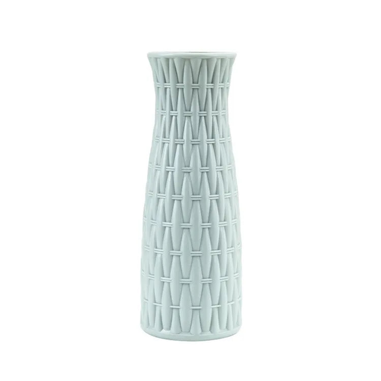 Nordic Simply Plastic Dried Flower Vase Creative Imitation Rattan Woven Shatterproof Flowerpot for Living Room Decor Wholesale