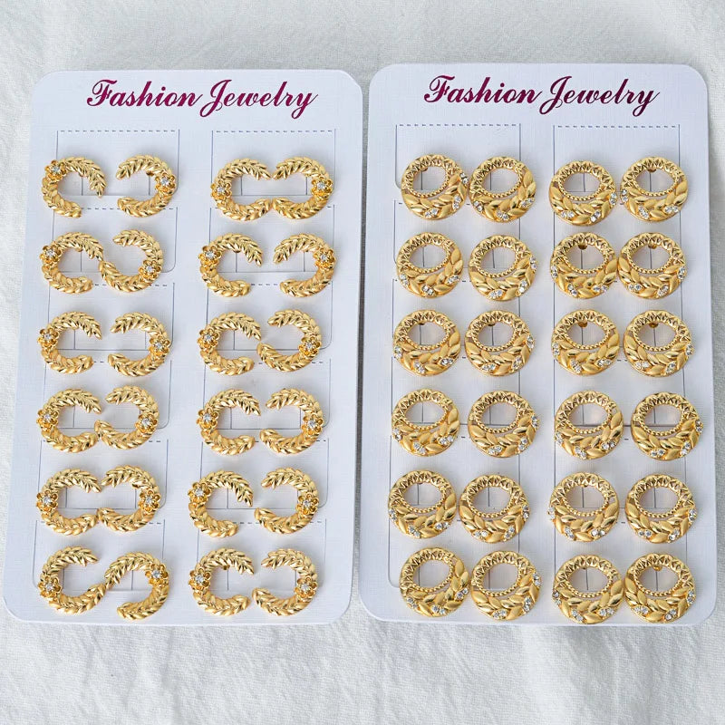 Wholesale Earrings Brass Diamond 18k Plated Huggie Hoop Zircon Fashion Jewelry Custom Gold Earring Women