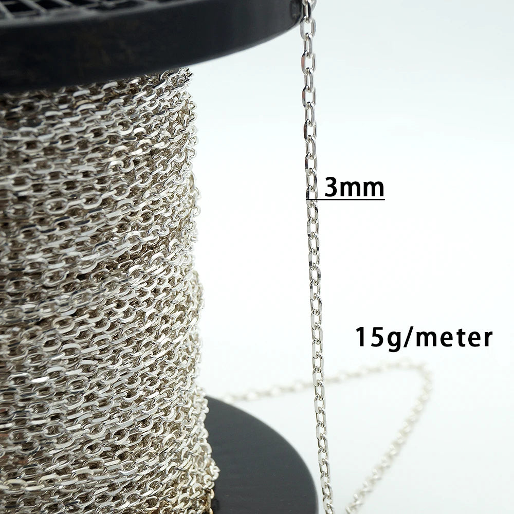 Wholesale Unfinished Chain Roll in Bulk 925 Sterling Silver Chain Diamond Cut Cable for Jewelry Making Chain for Women