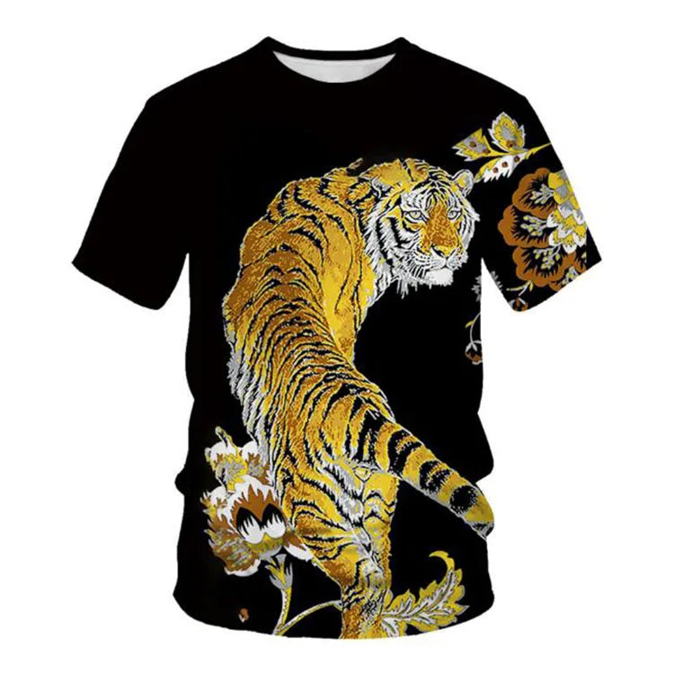 Animal Tiger 3D Printing T-shirt Fashion Mens Tee Shirt Casual O-neck Loose Men Clothing Breathable Hip Hop T Shirt