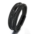 High Quality Men's Multilayer Leather Braided Bracelet with Stainless Steel Magnet Buckle New Fashion Charm Bracelet