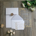 Sale Wholesale Price Custom Logo Frosted Acrylic Cards Romantic White and Gold Hot Stamping Foil Frosted Acrylic Invitations