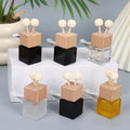 8ml Wholesale Empty Square Transparent/Frosted Vent Air Freshener Glass Essential Oil Car Diffuser Bottle Scent Fragrance Bottle