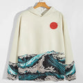 Streetwear Hoodies 2021 Mens Sun Waves Landscape Print Japanese Style Daily Pullover Hoodie With Kangaroo Pocket