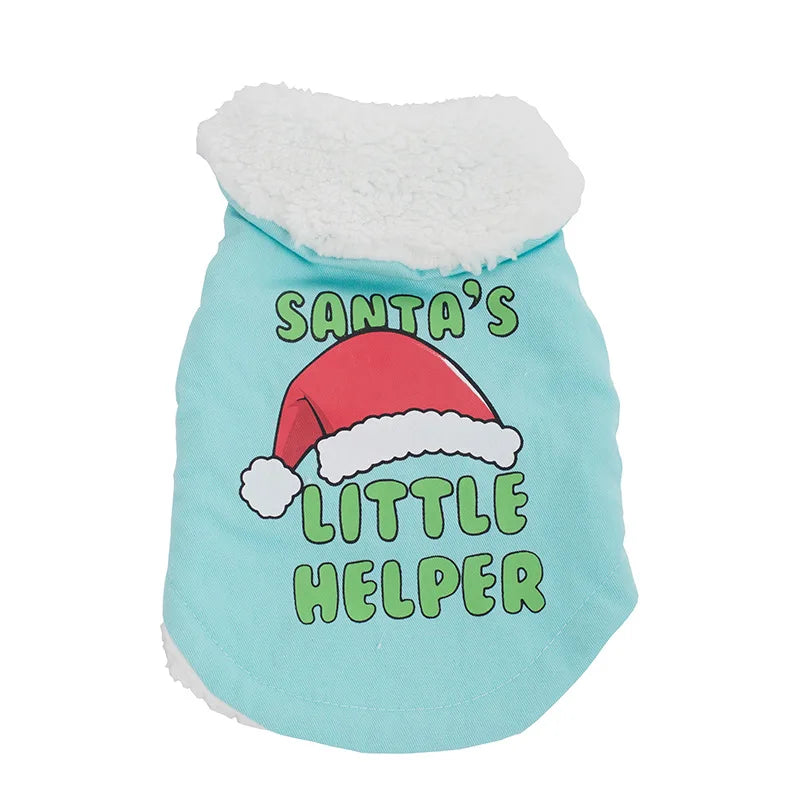 New Autumn/Winter Dog Coat - Fleece Lined with Turn-Down Collar and Belly Patch - Warm Christmas Pet Outfit