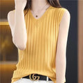 2024 Summer Sleeveless Slim Knit Sweater Solid Color V-neck Sexy Vest Knit Vest for Woman