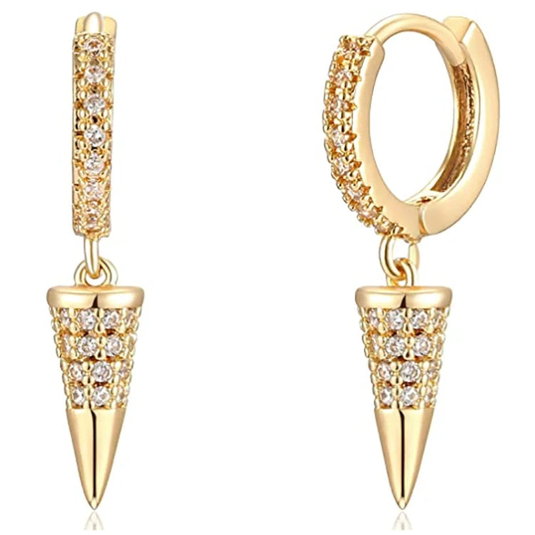 Fashion Popular Silver Hoop Earrings Geometric Gold Pendant Earrings for Women