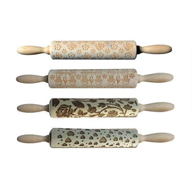 Wholesale New Design Eco-Friendly Kitchen Baking Wooden Rolling Pin 35x4.5cm Natural Custom Logo Easter Engraved Pastry Board