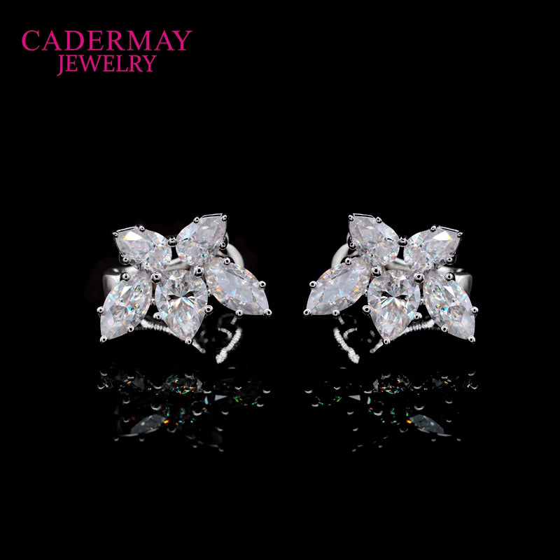 14K 18K Pure Gold Moissanite Earrings D VVS1 Pear Marquise Shape Lab Diamond Fancy Moissanite Stud Earrings for Gifts