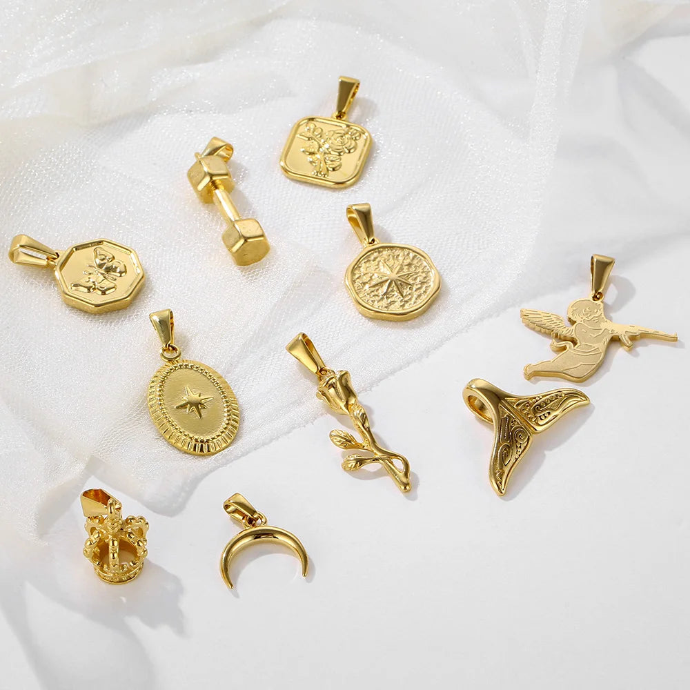 Wholesale DIY Pendant Charm Trendy Accessories Personalized Compass Butterfly Charms Stainless Cupid Pendant Mermaid Charms
