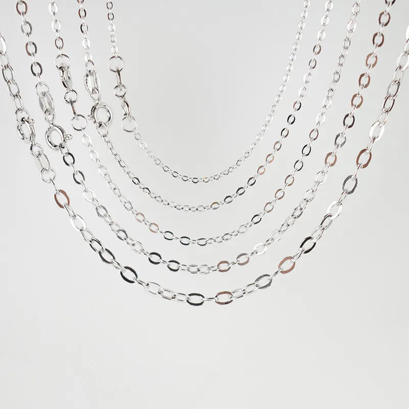No Allergic Italy S925 Sterling Silver Cable Chain High Quality Silver White Gold Cross O Chain for Woman Man Classical Chain