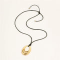 YF6313 Vintage Stainless Steel Waterproof Women's Jewelry 18k Gold Plated Geometric Elliptical Hollow Pendant Necklace