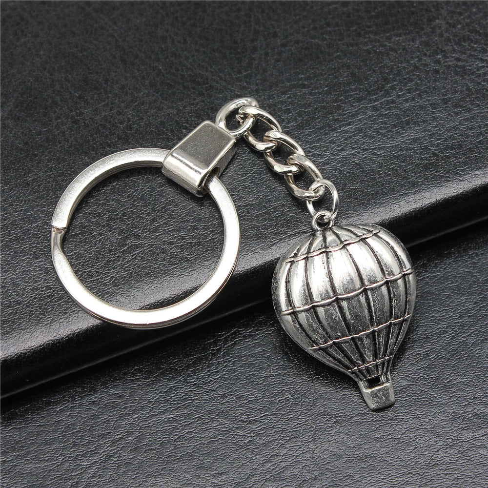 WYSIWYG 23x32mm Antique Silver Plated Zinc Alloy Hot Air Balloon Key Chain for Souvenirs Gift P2-ABD-C13674