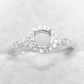 Sterling Silver 5*5mm Semi Mount Ring Empty Frame Blank Support Claw Setting S925 Base Holder Without Center Stone for DIY Inlay