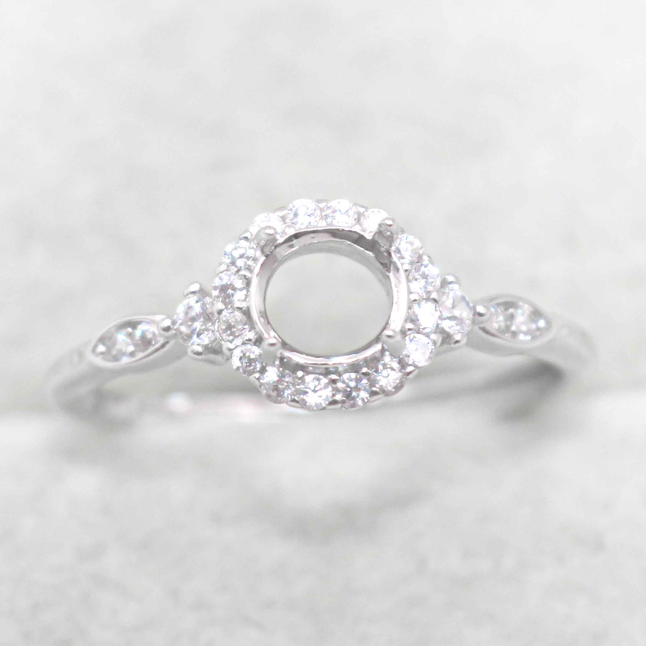 Sterling Silver 5*5mm Semi Mount Ring Empty Frame Blank Support Claw Setting S925 Base Holder Without Center Stone for DIY Inlay