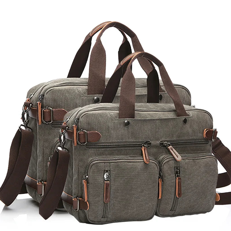 Large Canvas Bag Wholesale Business Briefcase Portable Messenger Shoulder Backpack Large 17 Inch Backpack Computer Bag